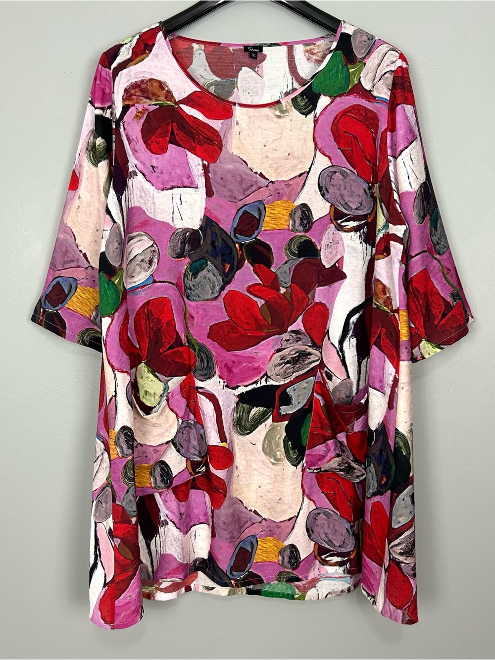 Shana Vibrant Floral Woven Tunic Top Women’s Size XXL Colorful Art to Wear Boho